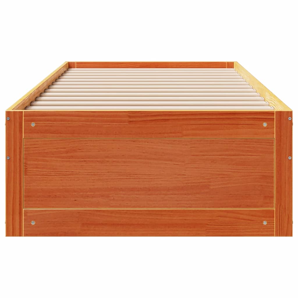 sengeramme m. skuffer 90x190 cm uden madras massivt fyr brun