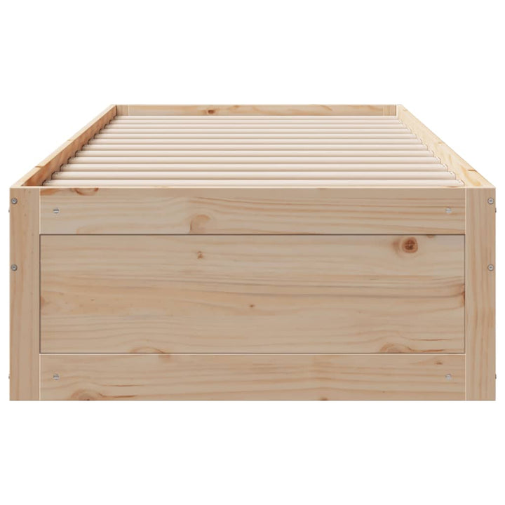 sengeramme uden madras med skuffer 75x190 cm massivt fyrretræ
