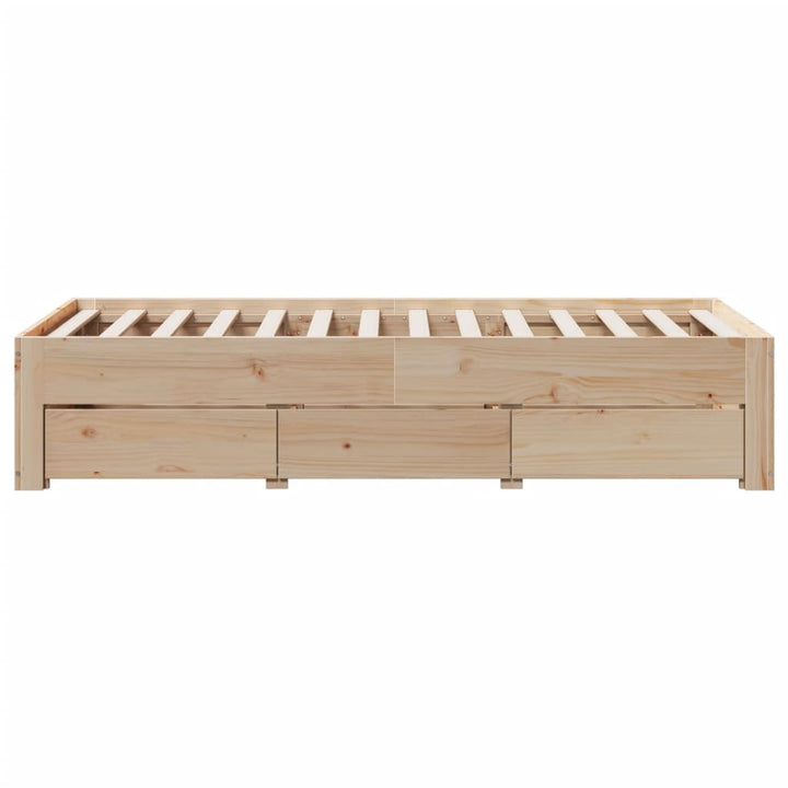 sengeramme uden madras med skuffer 75x190 cm massivt fyrretræ