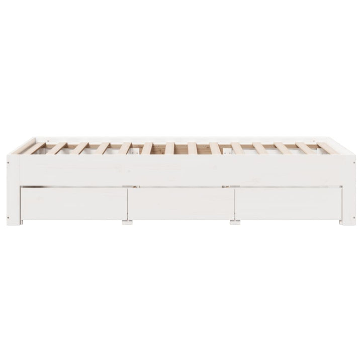 sengeramme m. skuffer 75x190 cm uden madras massivt fyr hvid