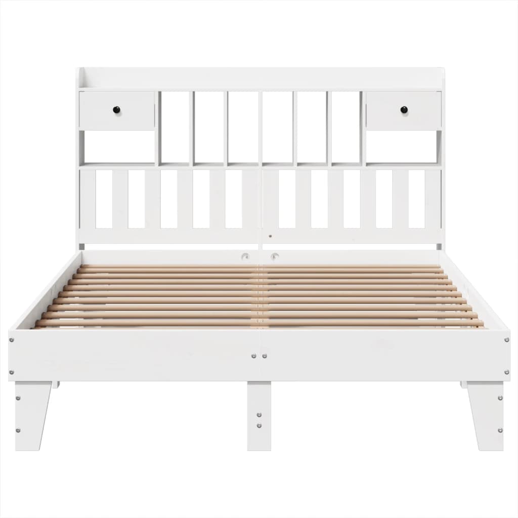 sengeramme uden madras 150x200 cm massivt fyrretræ hvid