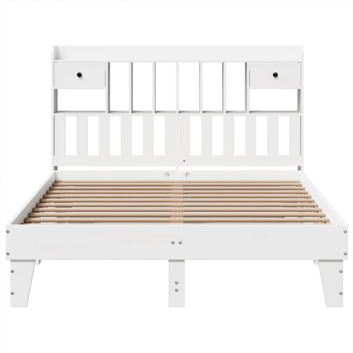 sengeramme uden madras 150x200 cm massivt fyrretræ hvid