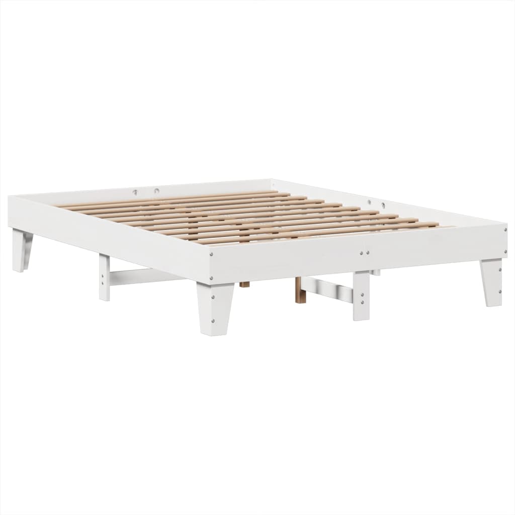 sengeramme uden madras 150x200 cm massivt fyrretræ hvid