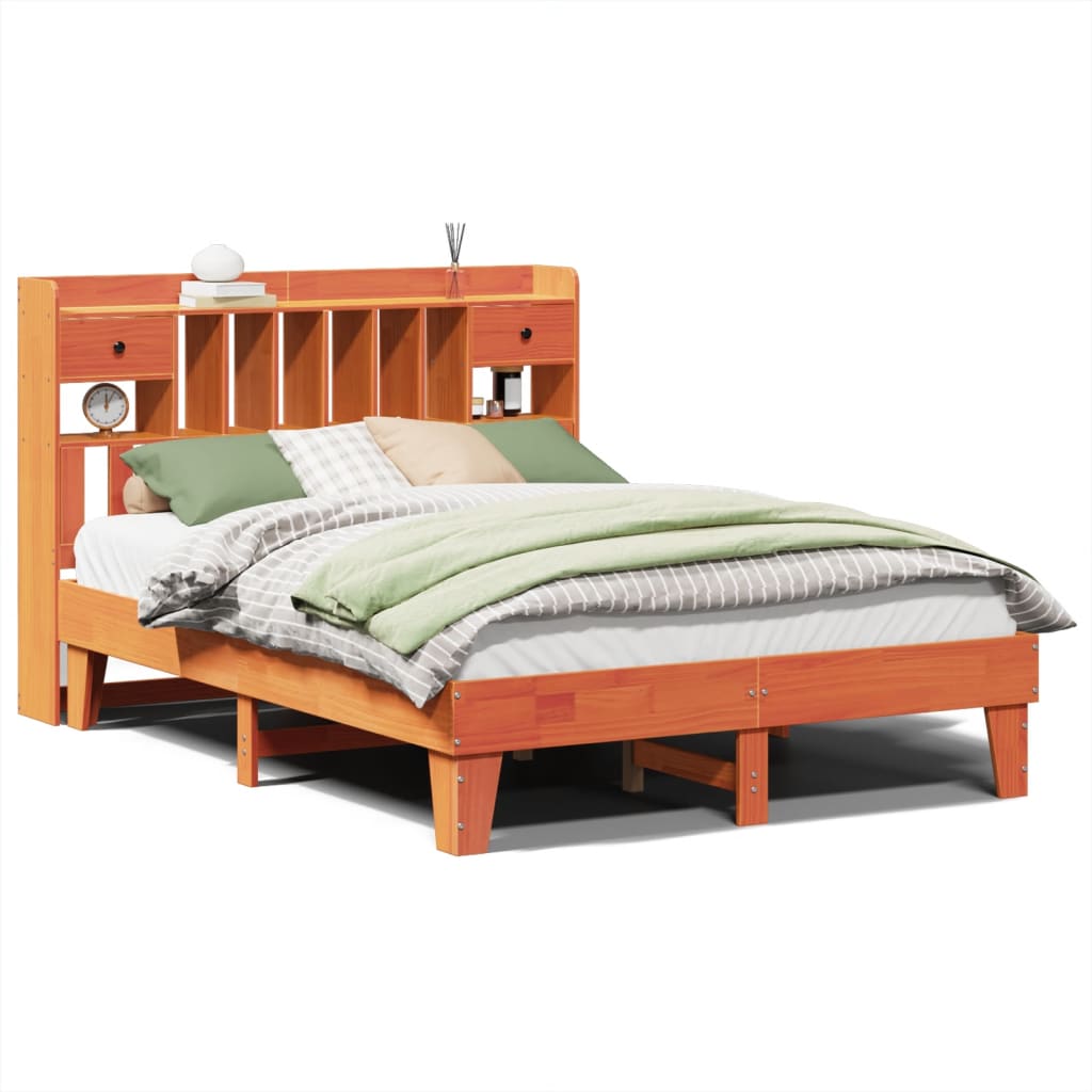 sengeramme uden madras 150x200 cm massivt fyrretræ gyldenbrun