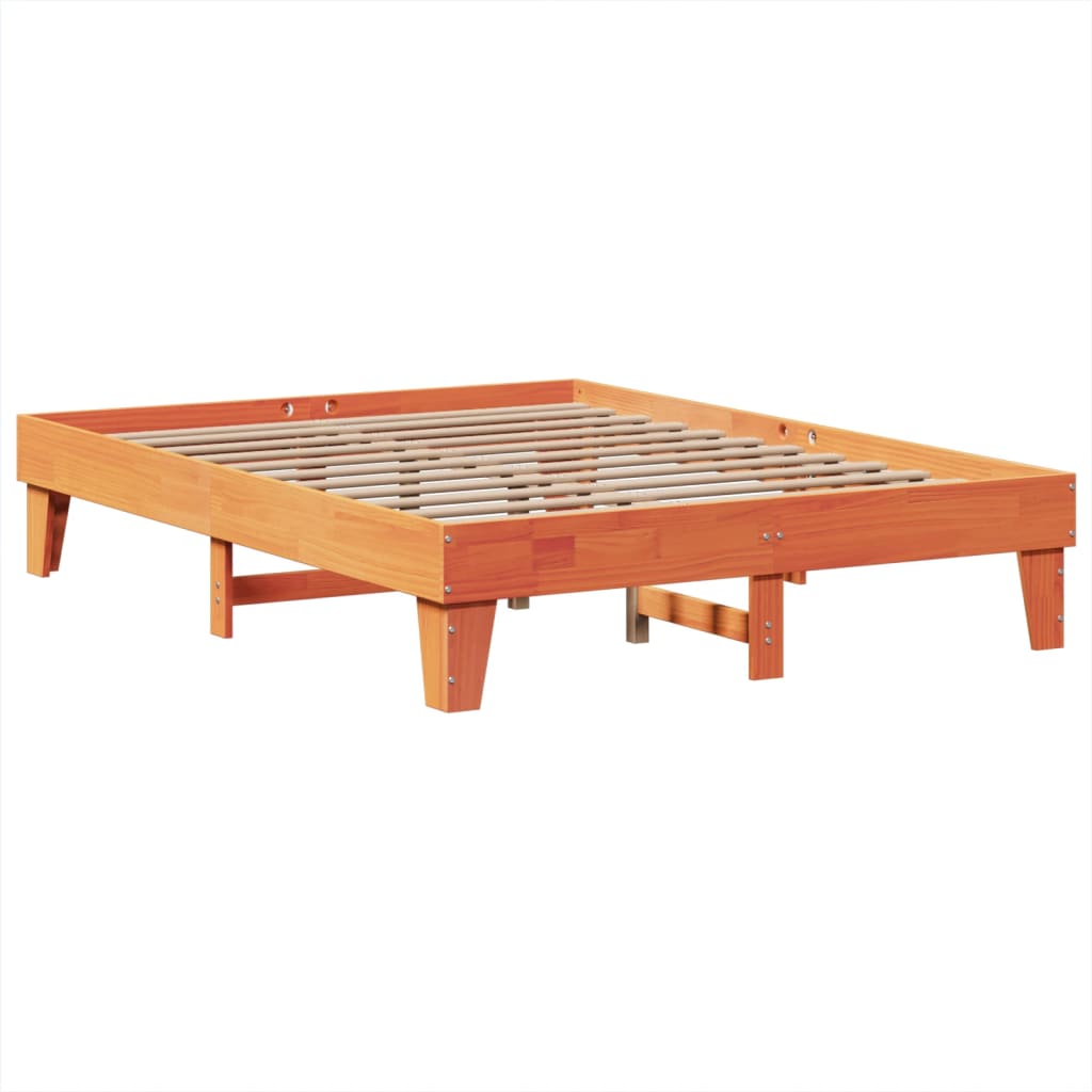 sengeramme uden madras 150x200 cm massivt fyrretræ gyldenbrun