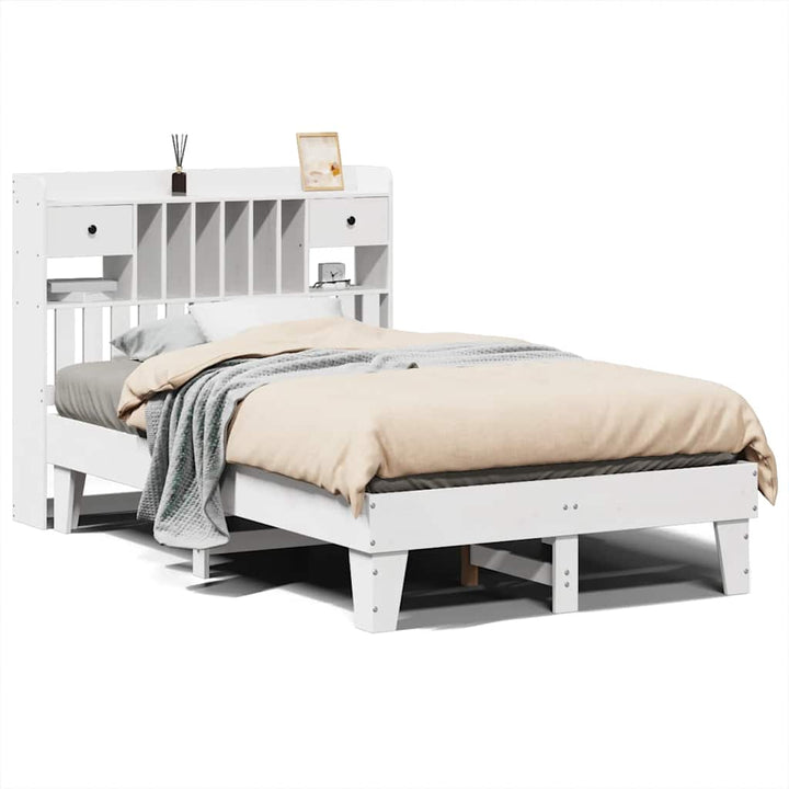sengeramme uden madras 135x190 cm massivt fyrretræ hvid