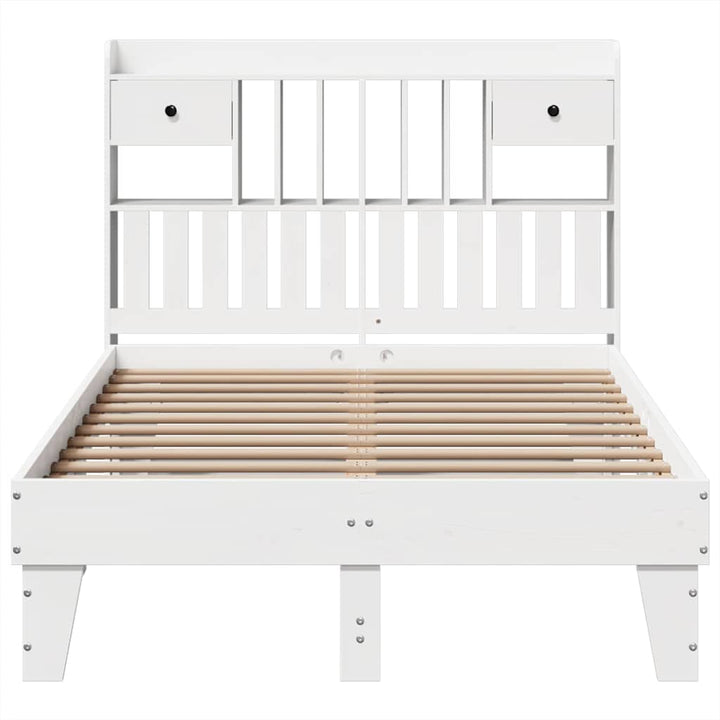 sengeramme uden madras 135x190 cm massivt fyrretræ hvid