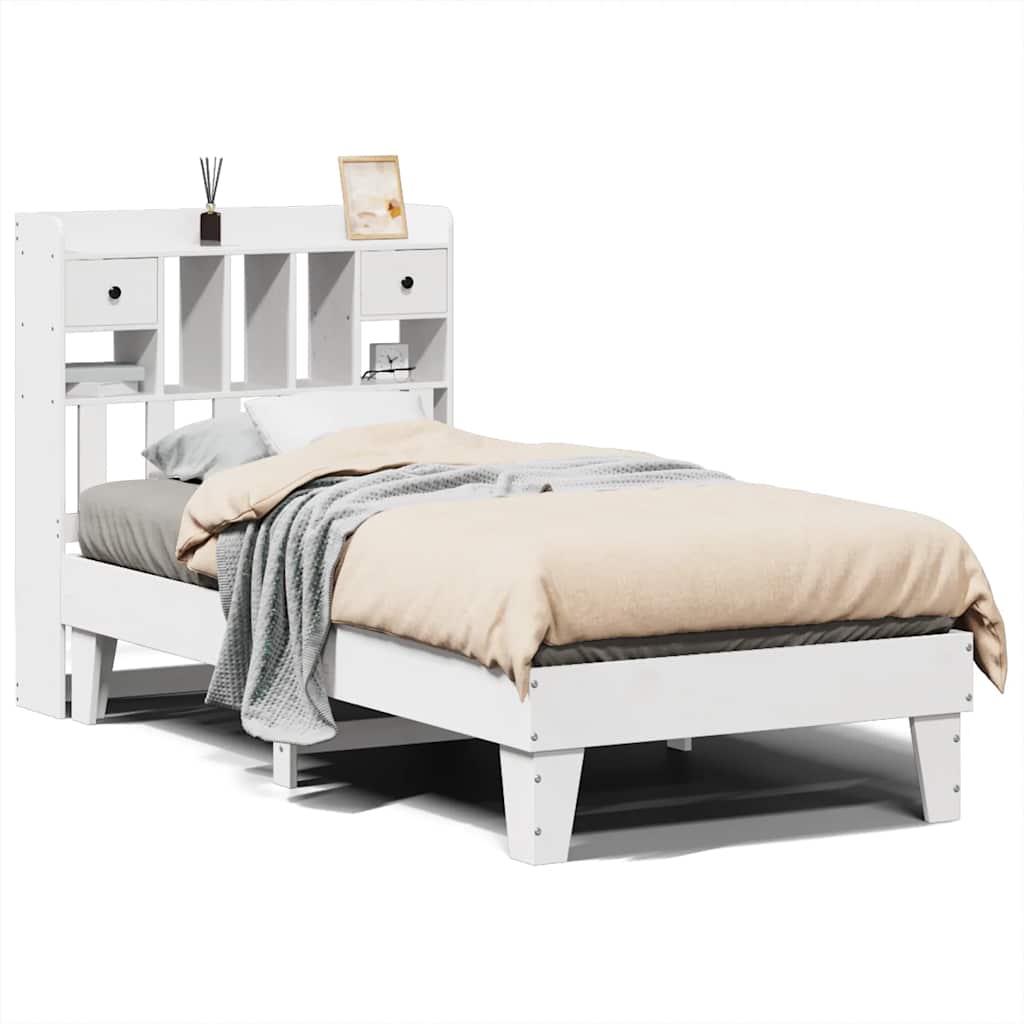 sengeramme uden madras 90x190 cm massivt fyrretræ hvid