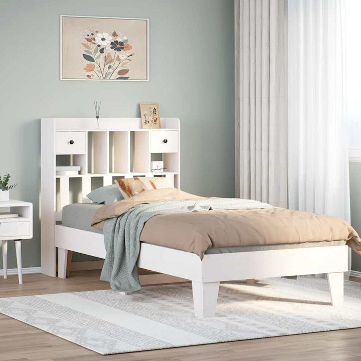 sengeramme uden madras 90x190 cm massivt fyrretræ hvid