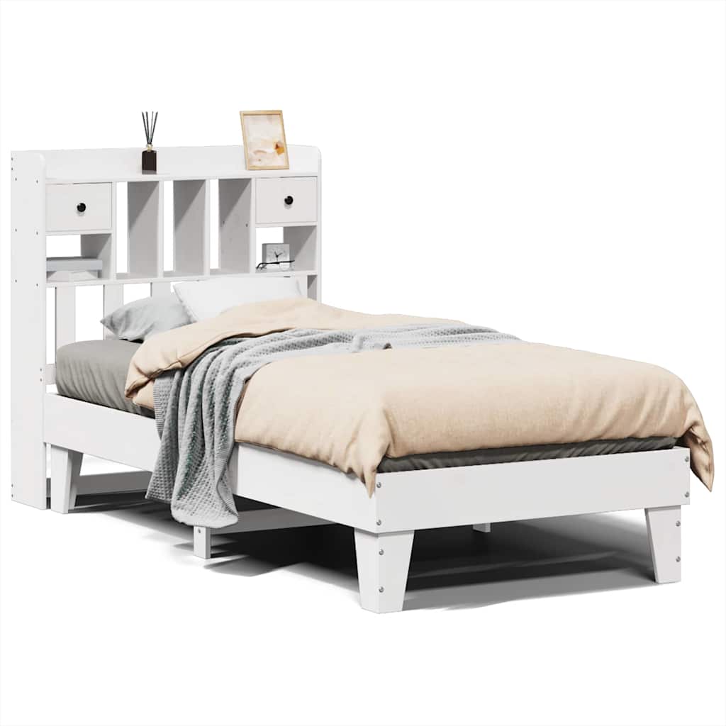sengeramme uden madras 75x190 cm massivt fyrretræ hvid