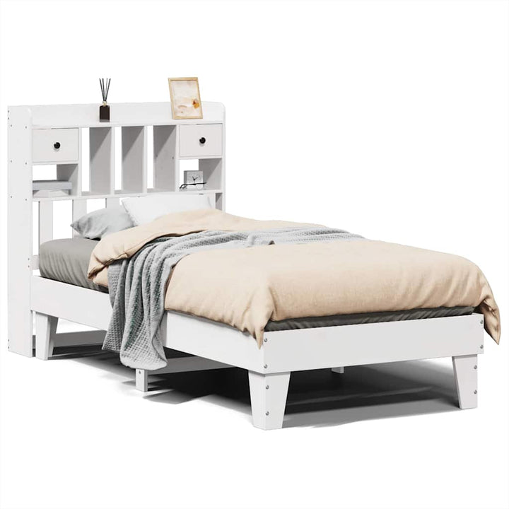sengeramme uden madras 75x190 cm massivt fyrretræ hvid