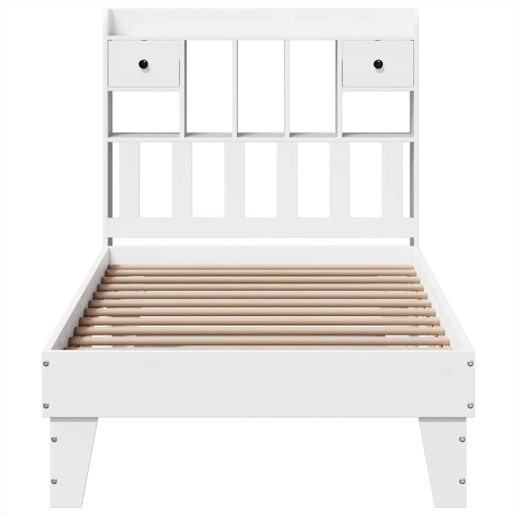 sengeramme uden madras 75x190 cm massivt fyrretræ hvid