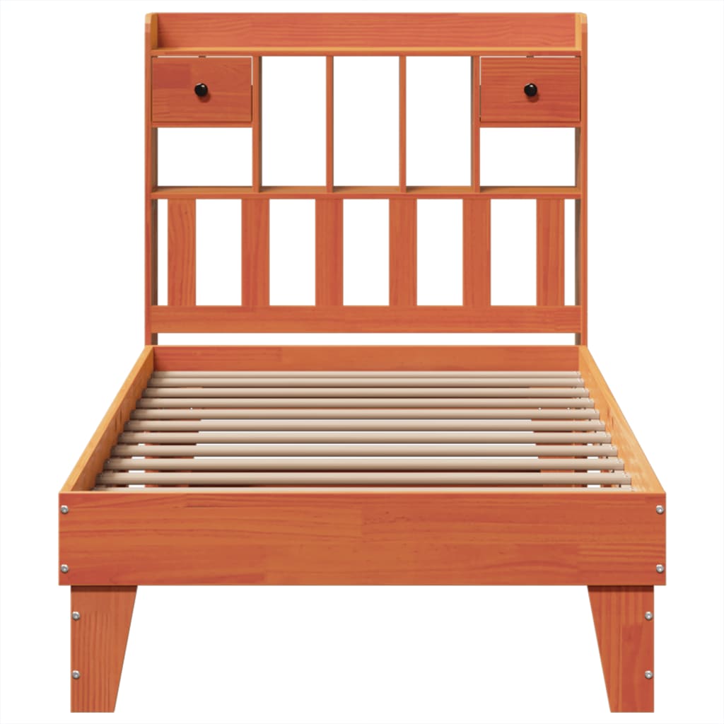 sengeramme uden madras 75x190 cm massivt fyrretræ gyldenbrun