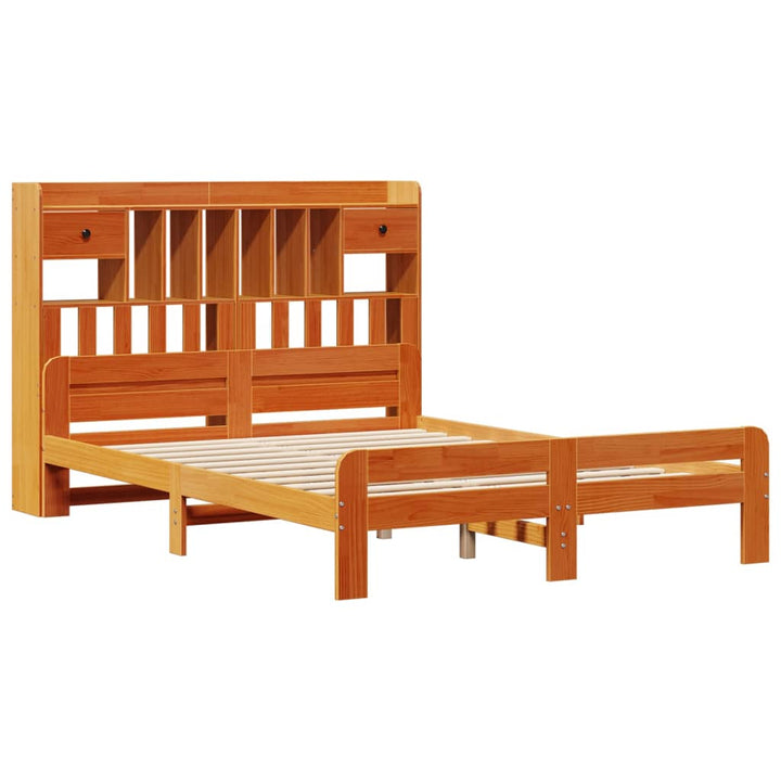 seng med reol uden madras 160x200cm massivt fyrretræ gyldenbrun