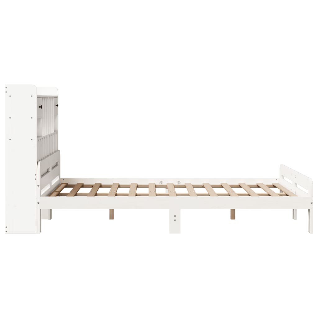 seng med reol uden madras 150x200 cm massivt fyrretræ hvid