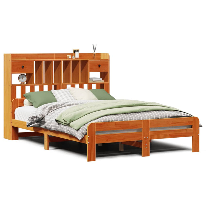 seng med reol uden madras 150x200cm massivt fyrretræ gyldenbrun