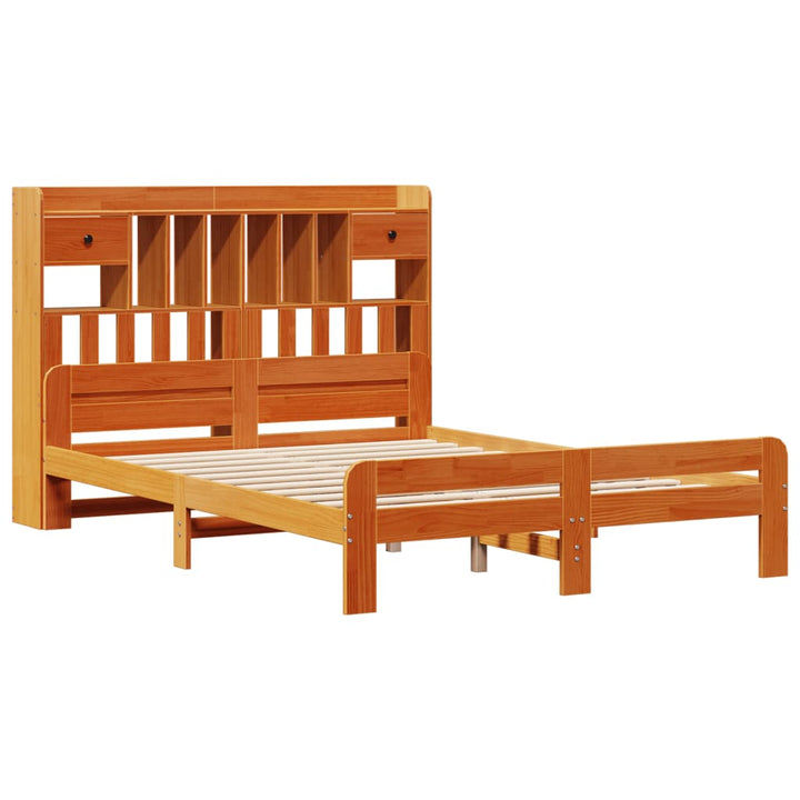 seng med reol uden madras 150x200cm massivt fyrretræ gyldenbrun