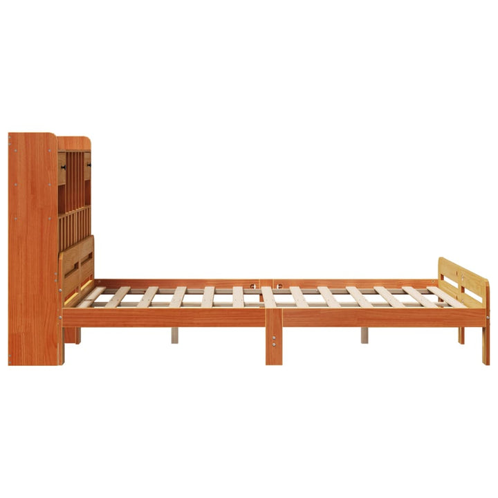 seng med reol uden madras 150x200cm massivt fyrretræ gyldenbrun
