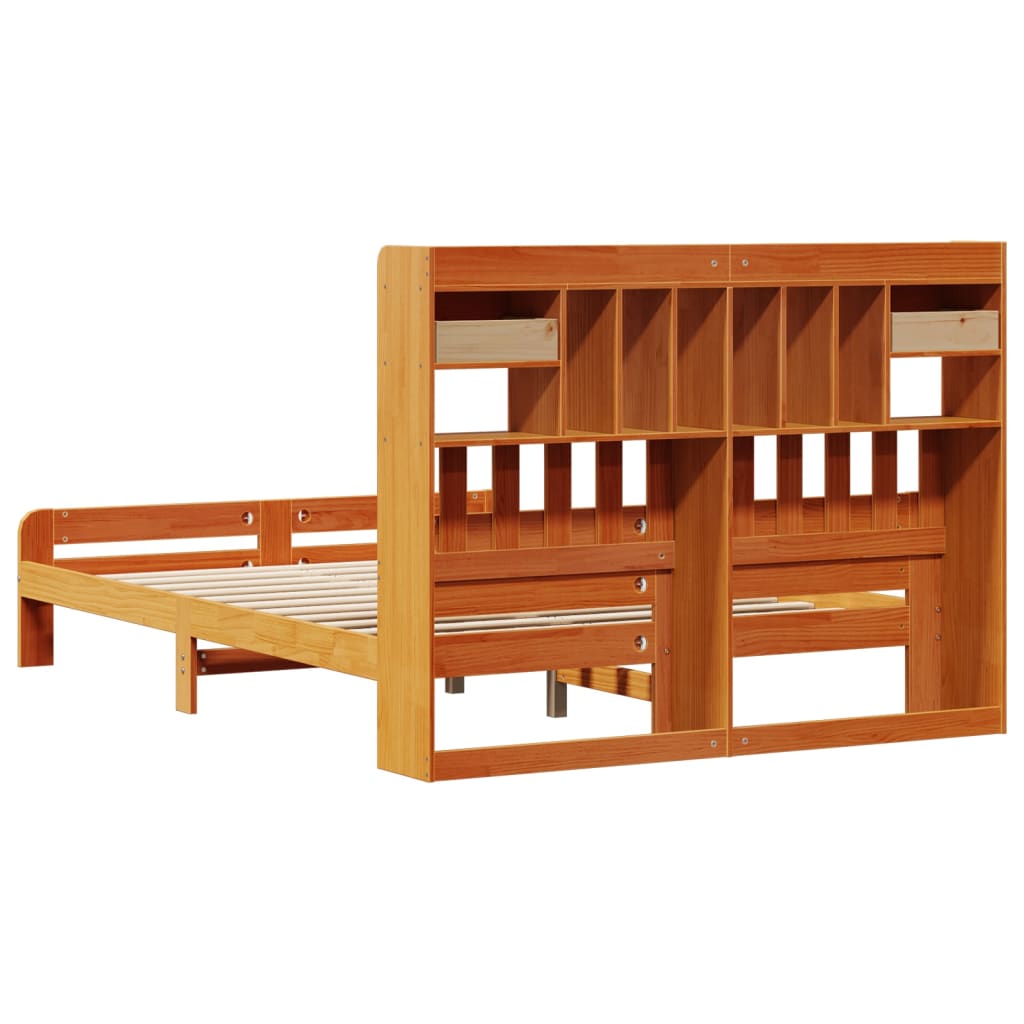 seng med reol uden madras 150x200cm massivt fyrretræ gyldenbrun