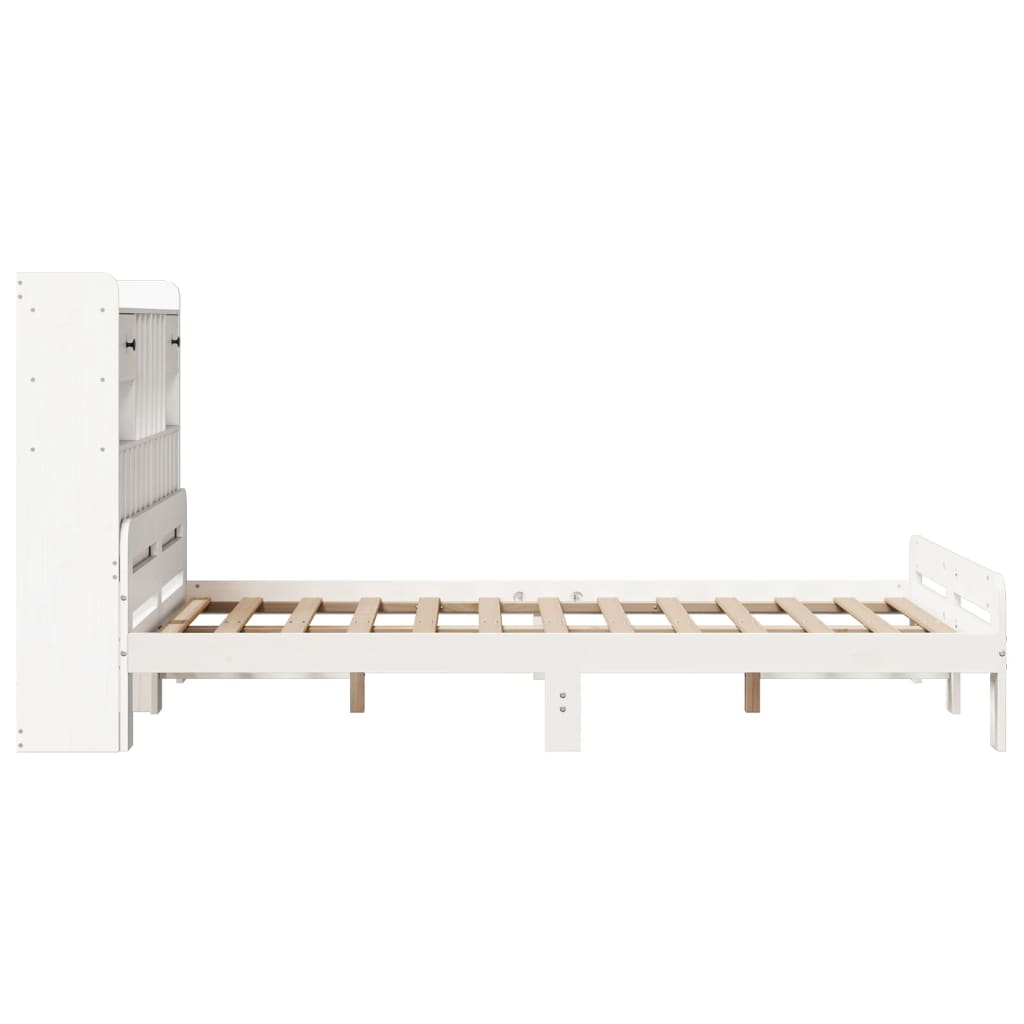 seng med reol uden madras 135x190 cm massivt fyrretræ hvid