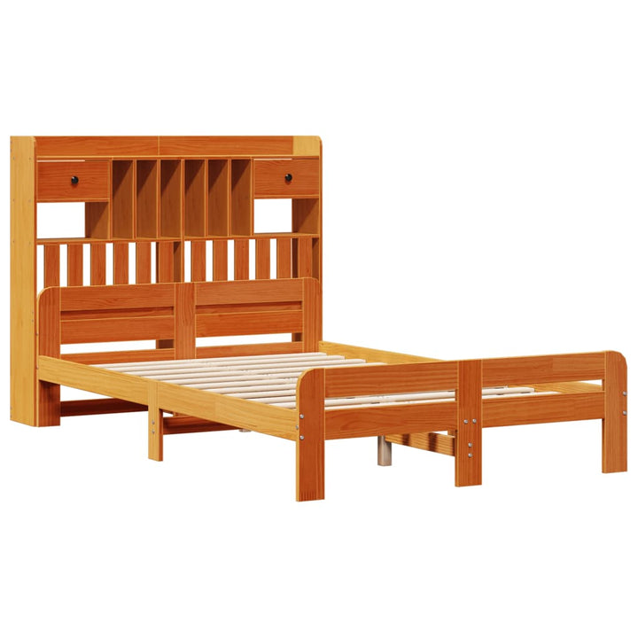 seng med reol uden madras 135x190cm massivt fyrretræ gyldenbrun