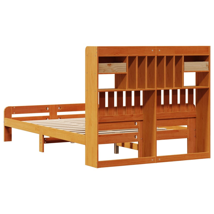 seng med reol uden madras 135x190cm massivt fyrretræ gyldenbrun