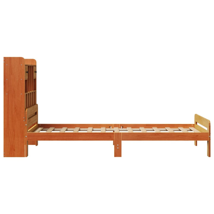 seng med reol uden madras 75x190 cm massivt fyrretræ gyldenbrun