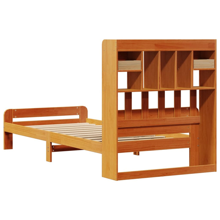 seng med reol uden madras 75x190 cm massivt fyrretræ gyldenbrun