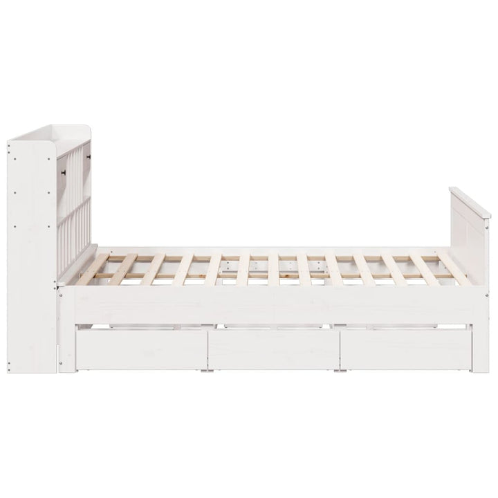seng med reol uden madras 180x200 cm massivt fyrretræ hvid