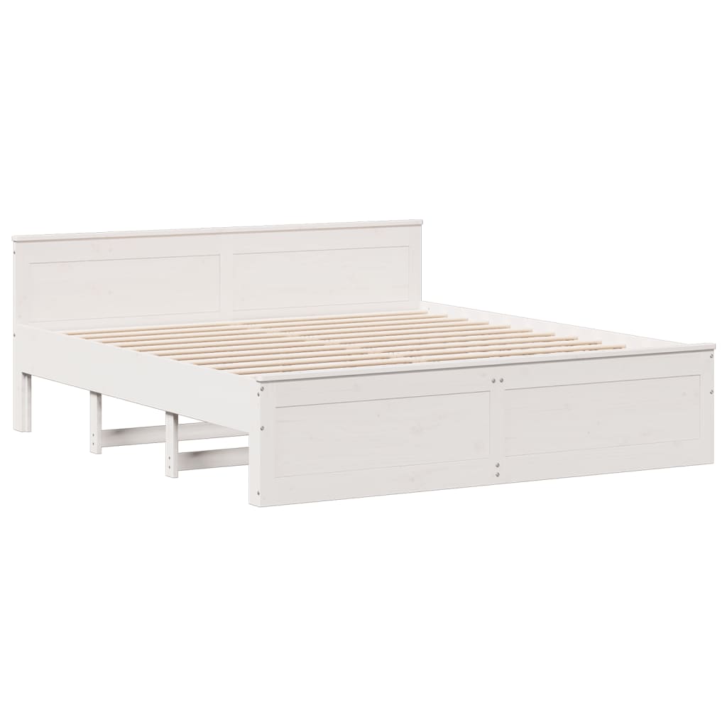 seng med reol uden madras 180x200 cm massivt fyrretræ hvid