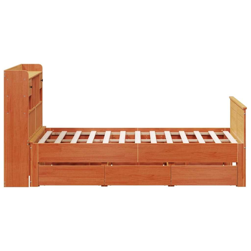 seng med reol uden madras 150x200cm massivt fyrretræ gyldenbrun