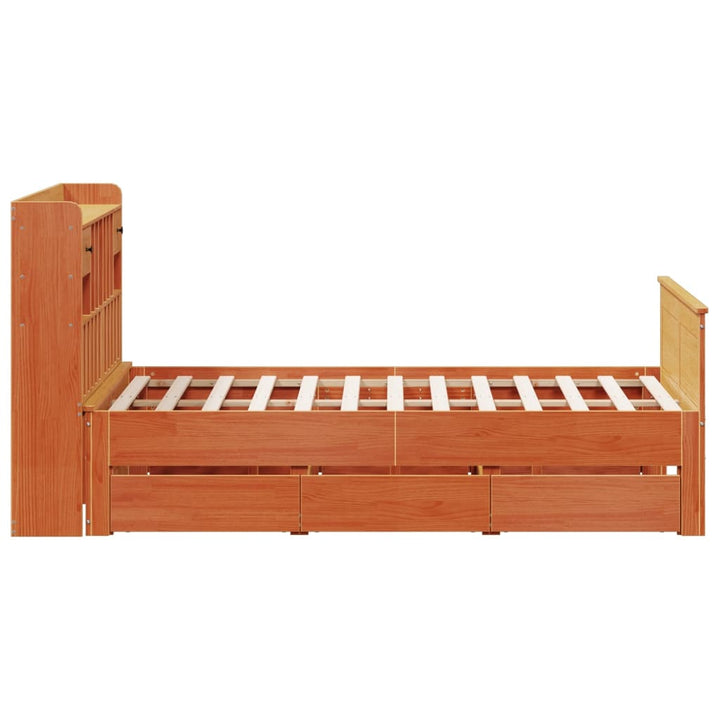 seng med reol uden madras 150x200cm massivt fyrretræ gyldenbrun