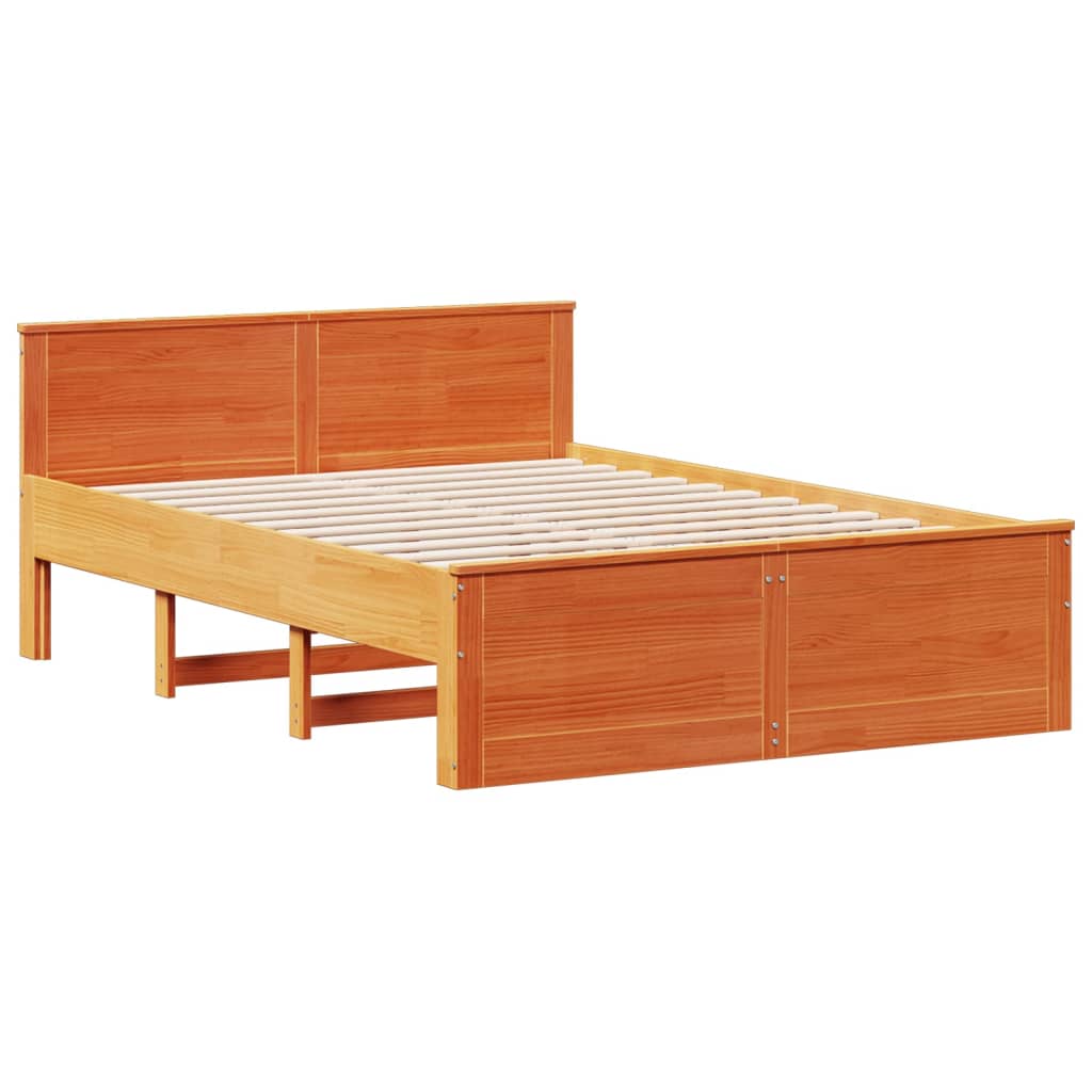 seng med reol uden madras 150x200cm massivt fyrretræ gyldenbrun