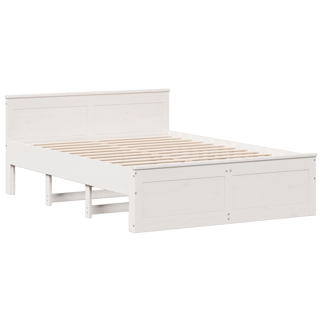 seng med reol uden madras 140x200 cm massivt fyrretræ hvid