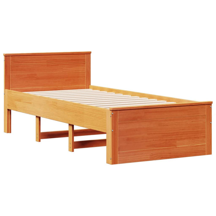 seng med reol uden madras 100x200cm massivt fyrretræ gyldenbrun