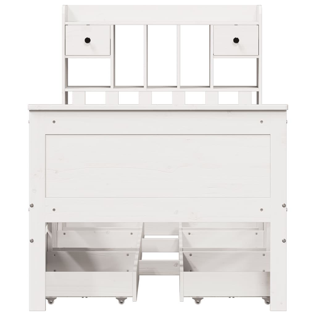 seng med reol uden madras 90x200 cm massivt fyrretræ hvid