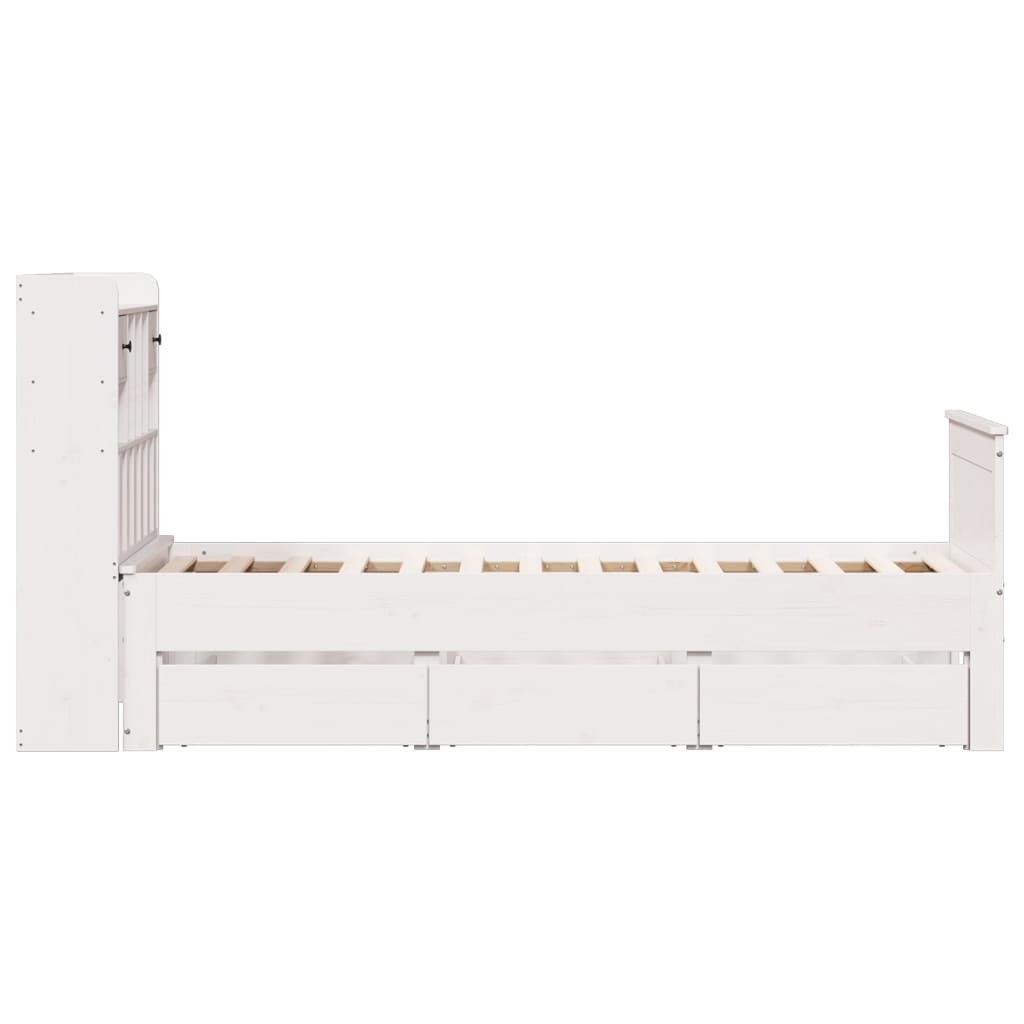 seng med reol uden madras 90x200 cm massivt fyrretræ hvid