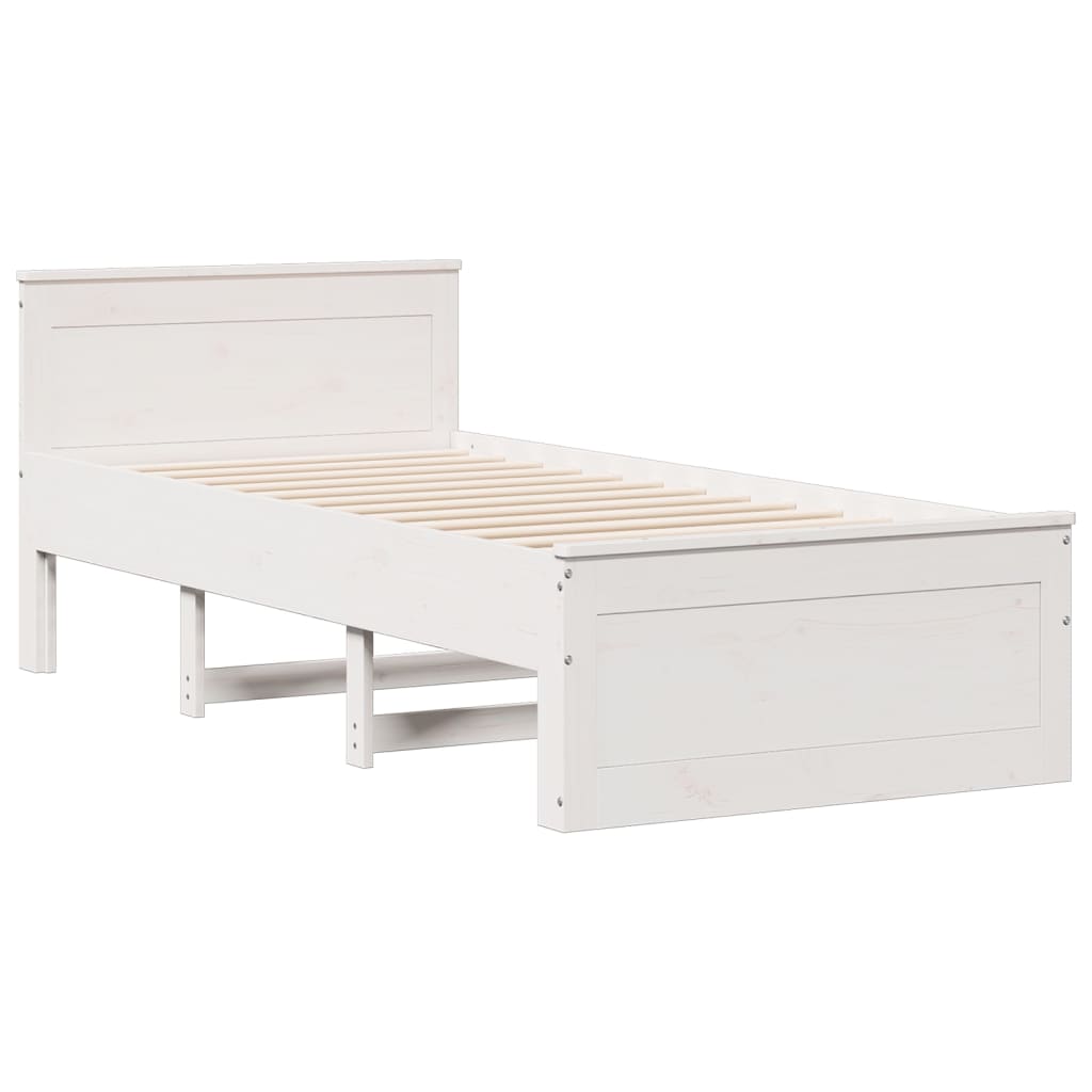seng med reol uden madras 90x200 cm massivt fyrretræ hvid