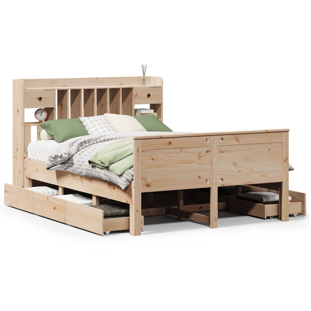 seng med reol uden madras 140x190 cm massivt fyrretræ