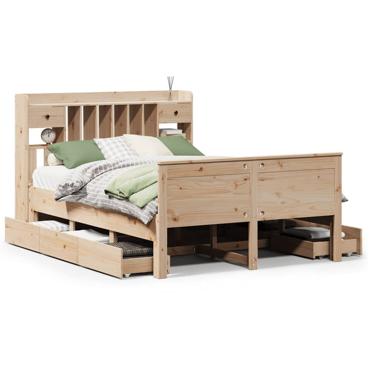 seng med reol uden madras 140x190 cm massivt fyrretræ