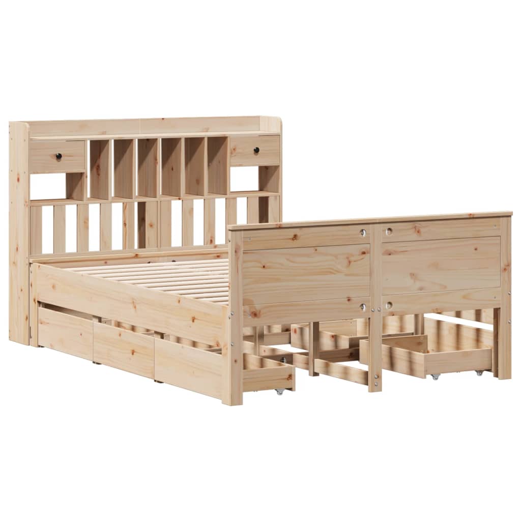 seng med reol uden madras 140x190 cm massivt fyrretræ