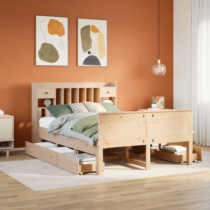 seng med reol uden madras 140x190 cm massivt fyrretræ