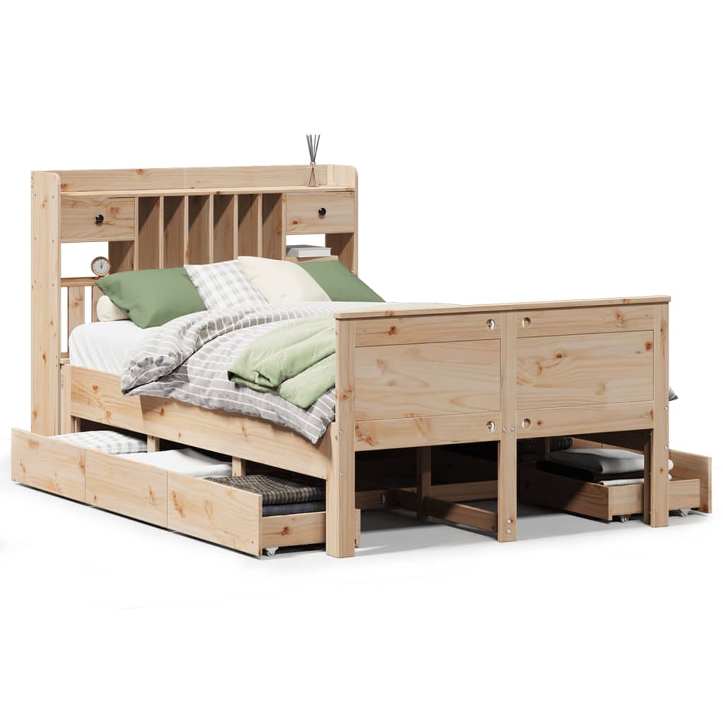 seng med reol uden madras 135x190 cm massivt fyrretræ