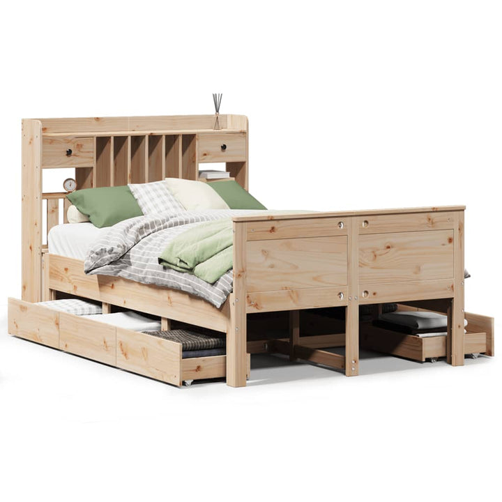 seng med reol uden madras 135x190 cm massivt fyrretræ