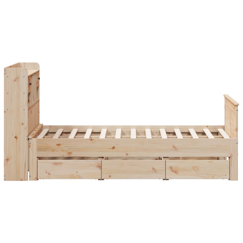 seng med reol uden madras 135x190 cm massivt fyrretræ