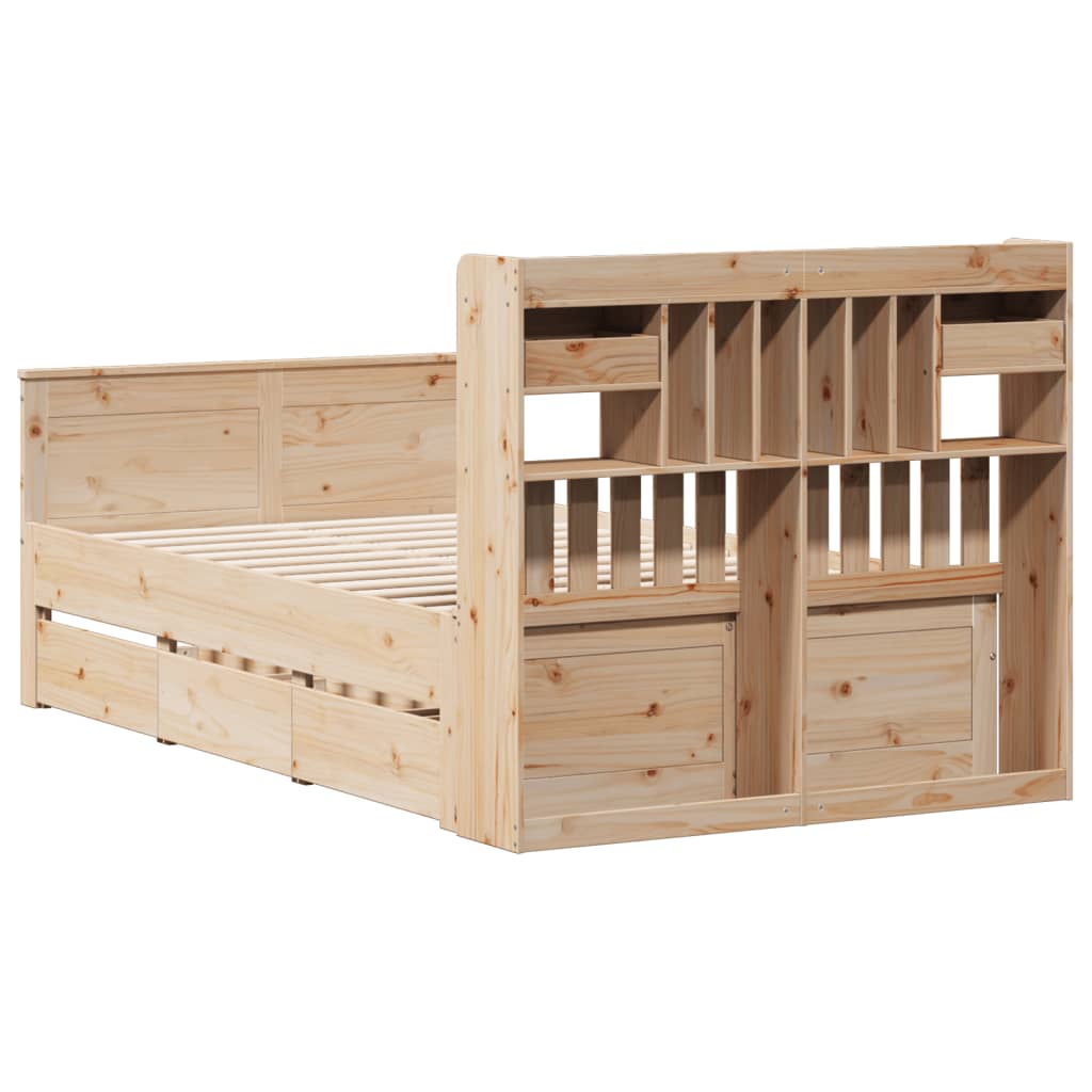 seng med reol uden madras 135x190 cm massivt fyrretræ
