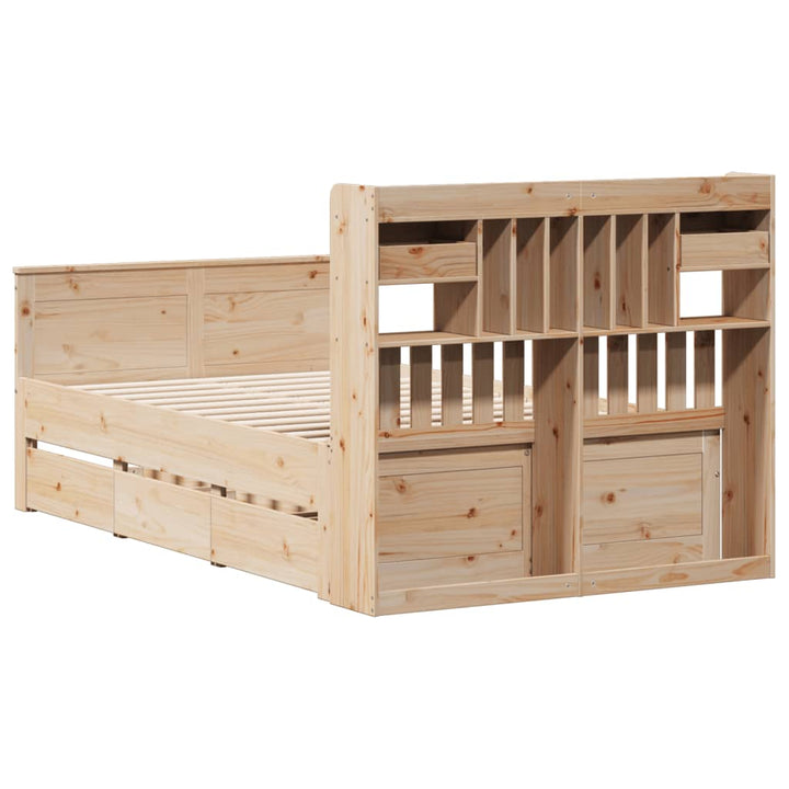 seng med reol uden madras 135x190 cm massivt fyrretræ
