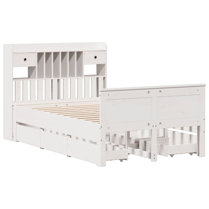 seng med reol uden madras 135x190 cm massivt fyrretræ hvid