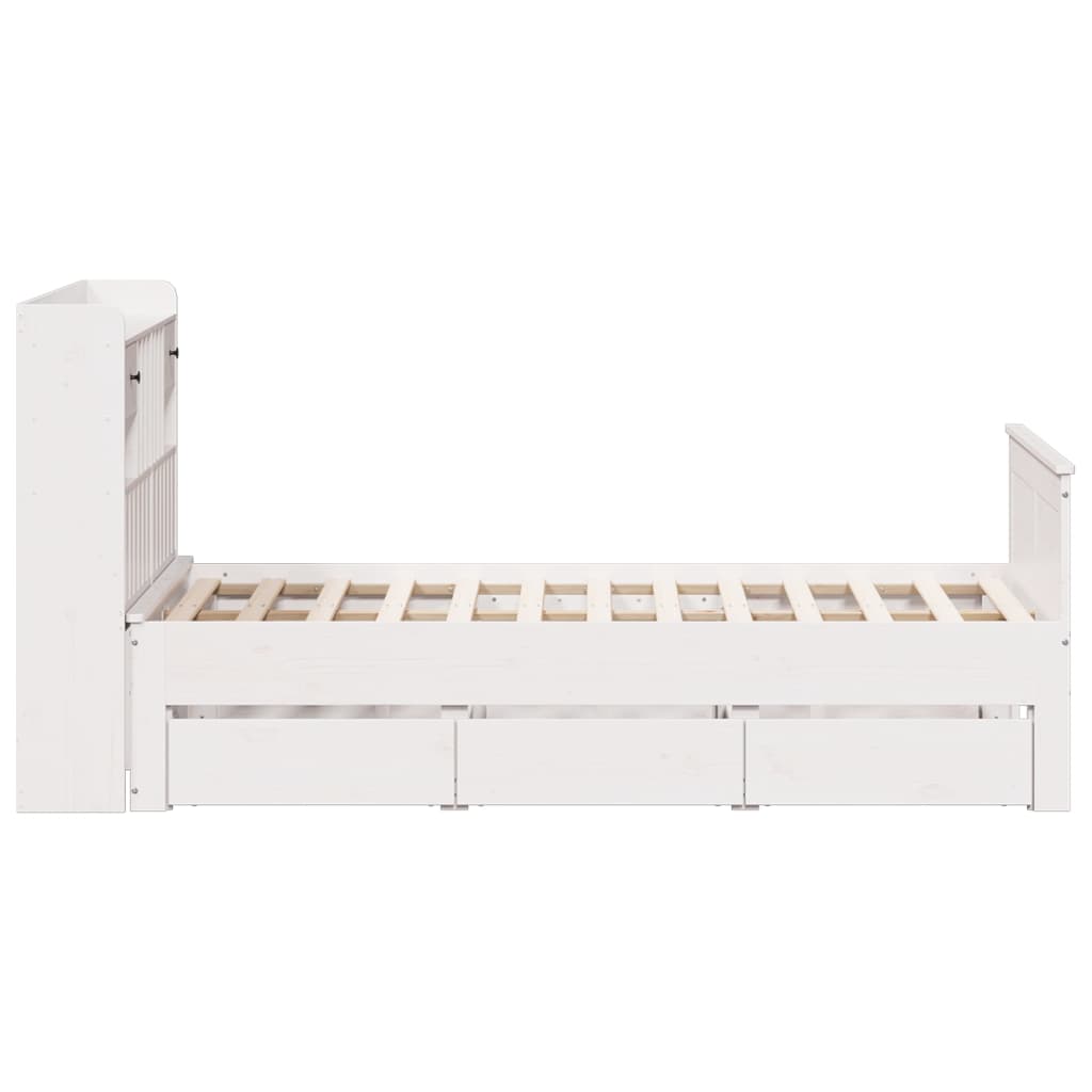 seng med reol uden madras 135x190 cm massivt fyrretræ hvid