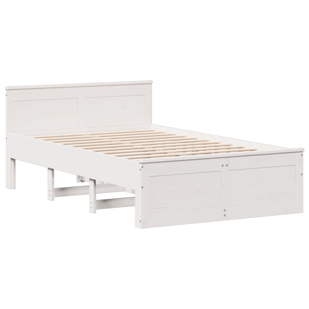 seng med reol uden madras 135x190 cm massivt fyrretræ hvid